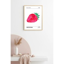 Huhuli Doğal Ahşap Çerçeveli Retro Çilek Pop Art Tablo - Canlı Tonlar | HUHU2848
