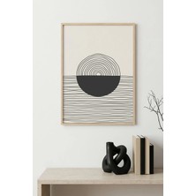 Huhuli Doğal Ahşap Çerçeveli Line Art Desenli Tablo - Minimal | HUHU1440
