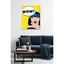 Huhuli Doğal Ahşap Çerçeveli Pop Art Desenli Tablo - Comic Stil | HUHU1929