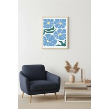 Huhuli Doğal Ahşap Çerçeveli Retro Floral Tablo - Pastel Çiçek Desenli | HUHU2694