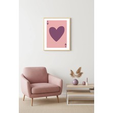 Huhuli Doğal Ahşap Çerçeveli Retro Kalp Desenli Tablo - Pembe Aşk Tonları | HUHU2299
