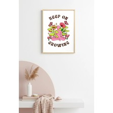 Huhuli Doğal Ahşap Çerçeveli Retro Tablo - Boho Çiçekli Kadın | HUHU2279