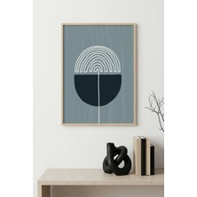 Huhuli Doğal Ahşap Çerçeveli Minimal Geometrik Desenli Tablo - Pastel | HUHU1492