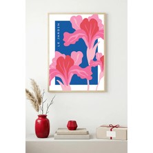 Huhuli Doğal Ahşap Çerçeveli Çiçek Desenli Tablo - Canlı Tonlar | HUHU1596