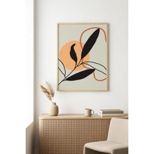 Huhuli Doğal Ahşap Çerçeveli Minimal Yaprak Desenli Tablo - Canlı Tonlar | HUHU1183