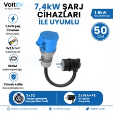 VoltEV 7,4kW Elektrikli Araç Şarj Cihazı için 50cm Ev Tipi Fişli Dönüştürücü Adaptör