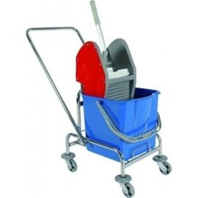 Premini Çift Kovalı Krom Temizlik Arabası, 25 Litre, Pratik ve Dayanıklı
