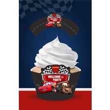Neşeli Günlerim Şimşek Mcqueen Cars Temalı Doğum Günü * Cupcake Sargısı 8'li