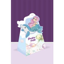 Neşeli Günlerim Deniz Kızı Teması Piramit Kutu - Mini Hediyelik ( Anahtarlık, Mini Oyuncak, Şeker) 13X7X5CM *8'li Paket