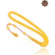 Midyat Nurtaş Gümüş Sarı Renkli Özel Sistemli Kapsül Kesim Orijinal Sıkma Kehribar Tesbih 201025677