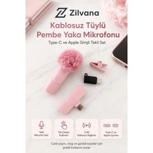 Zilvana Pembe Kablosuz Yaka Mikrofonu Bluetooth Bağlantılı, 6-8 Saat Kullanım Süresi ile 1 ADET