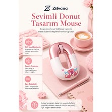 Zilvana Özel Seri Sevimli Pembe Donut Tasarım Kablosuz Mouse Sessiz Tıklama Bluetooth