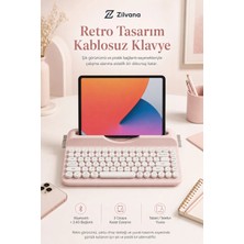 Zilvana Ravelia Retro Kablosuz Klavye Bluetooth + 2.4g Çoklu Cihaz Yuvalı Pembe Siyah