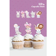 Neşeli Günlerim Pembe Sirk Temalı Doğum Günü Kürdanlı Cupcake Süsü 20'li