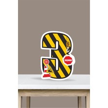 Neşeli Günlerim Iş Makinaları Temalı Ayaklı Rakam Pano - 3 Yaş (40 Cm)