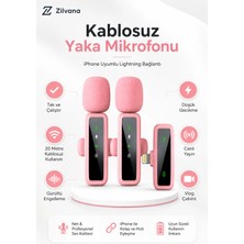 Zilvana Mivessa Kablosuz Pembe Yaka Mikrofonu 2'li Lightning Uyumlu Telefon Canlı Yayın Röportaj Kayıt