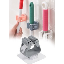 Omilife 3'lü Yapışkanlı Mop Askısı Süpürge Paspas Tutucu Duvar Organizer Askı Seti