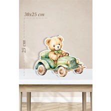 Neşeli Günlerim Ayıcık Safari Arabası Temalı - 30X25 cm Ayaklı Pano