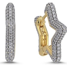 Merano Design Taşlı Yıldız Gold Küpe