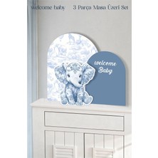 Neşeli Günlerim Safari Fil Welcome Baby 3 Parça Masa Üzeri Ayaklı Pano Set
