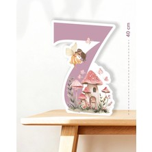 Neşeli Günlerim Peri Kızı Temalı 7 Yaş Ayaklı Rakam Pano - 7 Yaş (40 Cm)