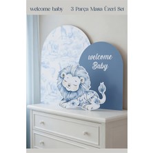 Neşeli Günlerim Safari Aslan Welcome Baby 3 Parça Masa Üzeri Ayaklı Pano Set