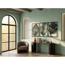 Mova Dizayn Modern 3 Parçalı Yaprak Damarı Motifli Estetik Metal Duvar Panosu