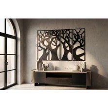 Mova Dizayn Modern Metal 4 Parçalı Hayat Ağacı Duvar Tablosu Çoklu Botanik Salon Ofis Duvar Dekoru