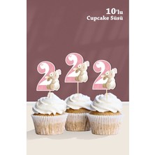 Neşeli Günlerim Kelebekli Tavşan 2 Yaşında Cupcake Süsü '10LU