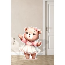 Neşeli Günlerim Beyaz Tütülü Ayakta Sevimli Ayıcık Temalı - 70 cm Ayaklı Pano