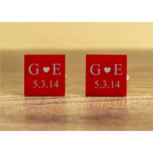 Hediye Shop Kişiye Özel Harfli ve Tarihli Pleksi ve Gümüş Kaplama Kare Kol Düğmesi
