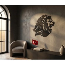 Mova Dizayn Desenli Aslan Silueti Tasarımlı Hayvan Figürlü Metal Dekoratif Modern Duvar Tablosu Ev ve Ofis Için