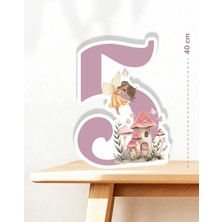 Neşeli Günlerim Peri Kızı Temalı 5 Yaş Ayaklı Rakam Pano - 5 Yaş (40 Cm)