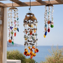 Hedicaret Rüzgar Çanı Seti Üçlü Kesikli Hindistan Cevizi Bahçe Balkon Dekoru