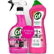 Şeylişeyler - Cif Sakura Paketi Krem Mucizesi 750 ml + Ultra Hızlı Sprey 1025 ml Ikili Set