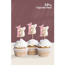 Neşeli Günlerim Kelebekli Tavşan 1 Yaşında Cupcake Süsü '10LU
