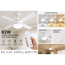 Sakin Enerji 82W Fanlı Pervaneli Led Tavan Vantilatörü 3 Renk- Kumandalı