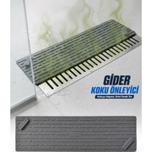 Omilife Gri Uzun Silikon Gider Kapağı 37x11 cm Koku Önleyici Özellikli Lavabo Banyo Mutfak Balkon