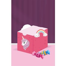 Neşeli Günlerim Unicorn Teması Kutu - Mini Hediyelik ( Şeker, Sakız, Draje, Mini Oyuncak ) 5X5X5 cm *8'li Paket