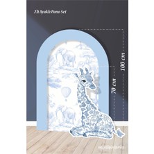Neşeli Günlerim 2'li Ayaklı Pano Seti Safari Mavi, Oturan Zürafa Temalı / 100 cm - 70 cm
