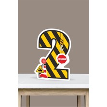 Neşeli Günlerim Iş Makinaları Temalı Ayaklı Rakam Pano - 2 Yaş (40 Cm)