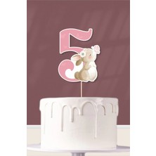 Neşeli Günlerim Kelebekli Tavşan Teması 5 Yaşında (Beş) Pasta Süsü *kalın Kağıt