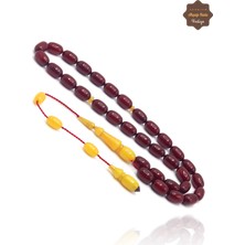 Midyat Nurtaş Gümüş Sarı Bordo Özel Sistemli Kapsül Kesim Sıkma Kehribar Tesbih 201025689