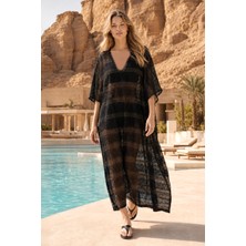 Remsa Mayo Remsa Tesettür Mayo Üzerine Tasarım Tek Kaftan Pareo RDP26 SIYAH02