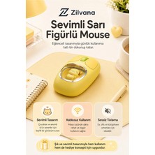 Zilvana Pikacu Detaylı Sevimli Bluetooth Kablosuz Mouse Şarjlı Sessiz Çift Mod (Kızlar ve Çocuklar Için)