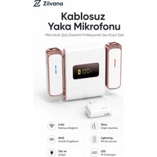 Zilvana Microna Manyetik Kablosuz Yaka Mikrofonu Lighting Canlı Yayın Ropörtaj Telefon Uyumlu (Taşıma Kılıfı Hediyeli)