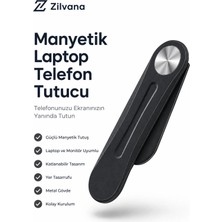 Zilvana Manyetik Metal Telefon Tutucu Stand Çok Fonksiyonlu Braket Siyah & Beyaz