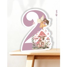 Neşeli Günlerim Peri Kızı Temalı 2 Yaş Ayaklı Rakam Pano - 2 Yaş (40 Cm)