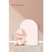 Neşeli Günlerim 2'li Ayaklı Pano Seti Pudra Çizgili, Fiyonklu Mantar Temalı / 70 cm - 40 cm