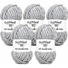 Kadife El Örgü Ipliği Soft Chenille Bulky 5'li Paket, 5X100 Gr. 120 Mt. %100 Mikro Polyester